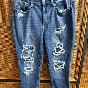 Judy Blue Distressed Blue Ankle Jeans